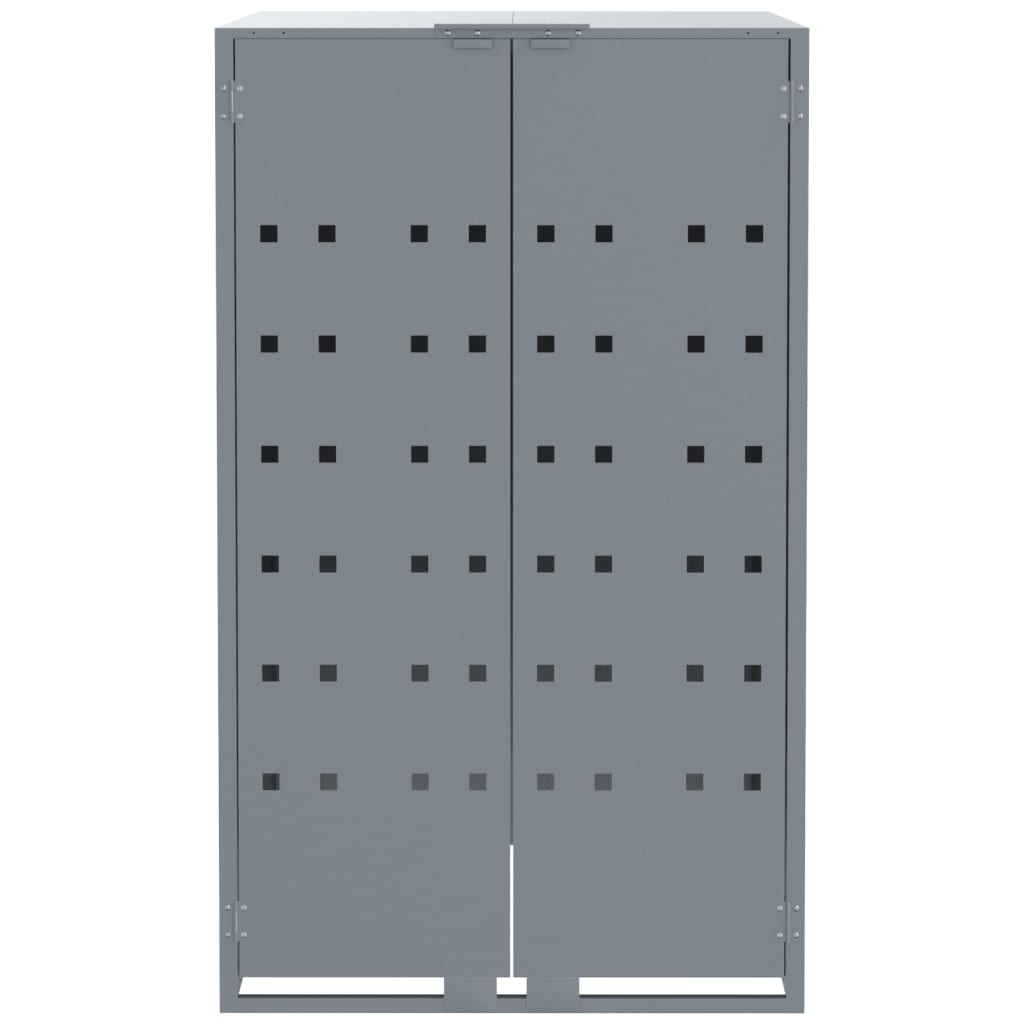 vidaXL Rangement à roulettes pour poubelles pour bac unique gris acier