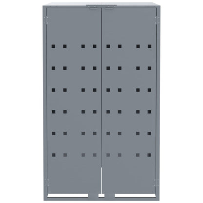 vidaXL Rangement à roulettes pour poubelles pour bac unique gris acier