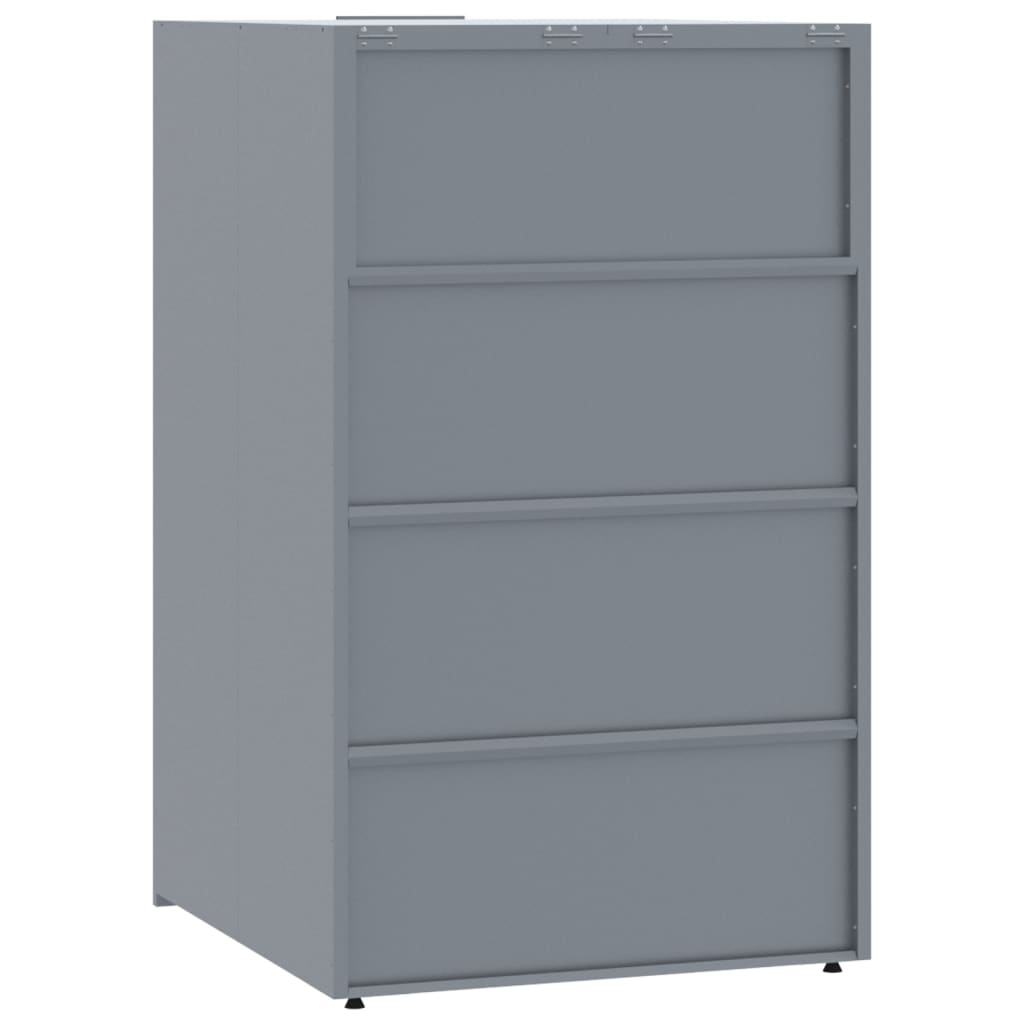vidaXL Rangement à roulettes pour poubelles pour bac unique gris acier