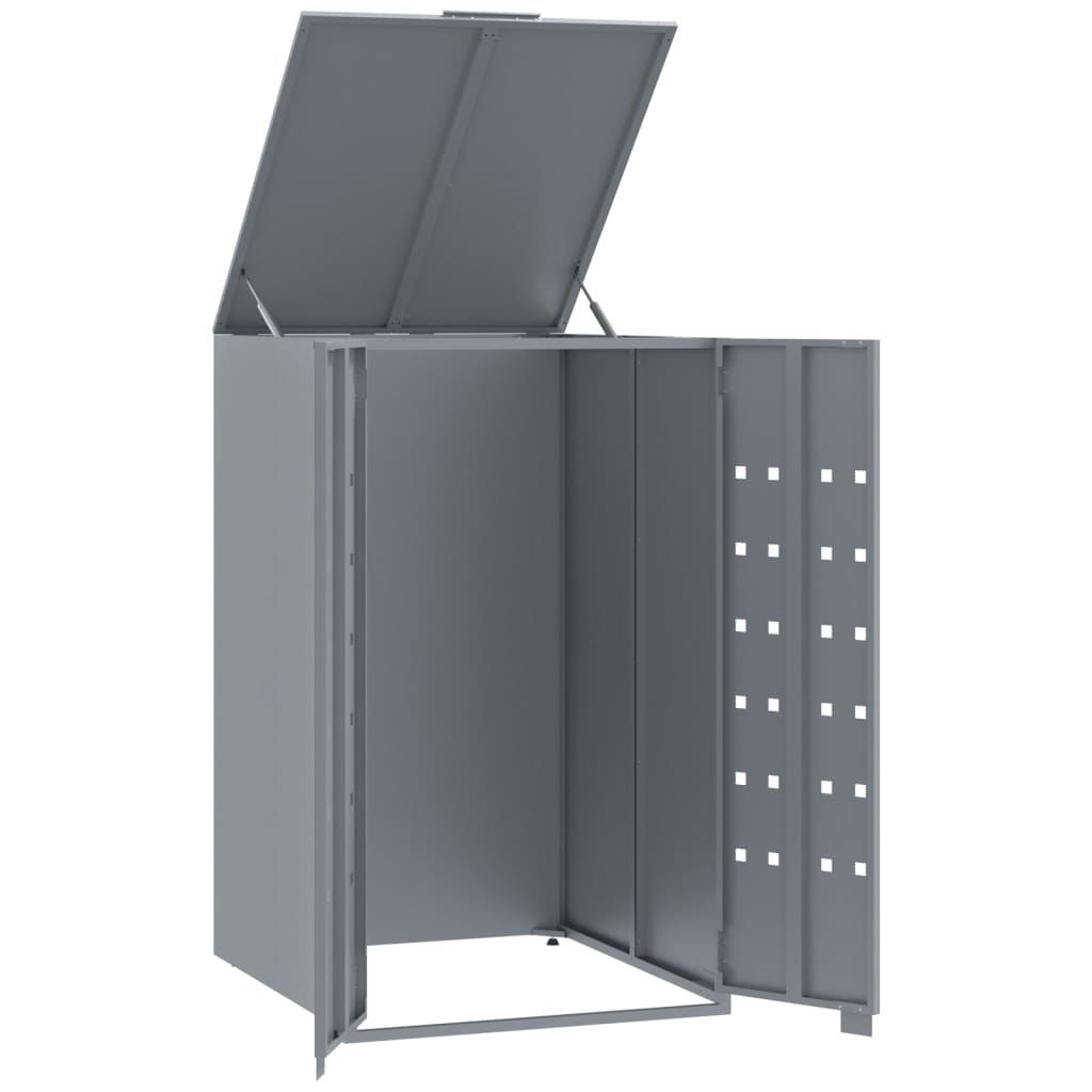 vidaXL Rangement à roulettes pour poubelles pour bac unique gris acier