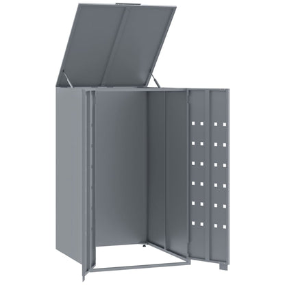 vidaXL Rangement à roulettes pour poubelles pour bac unique gris acier