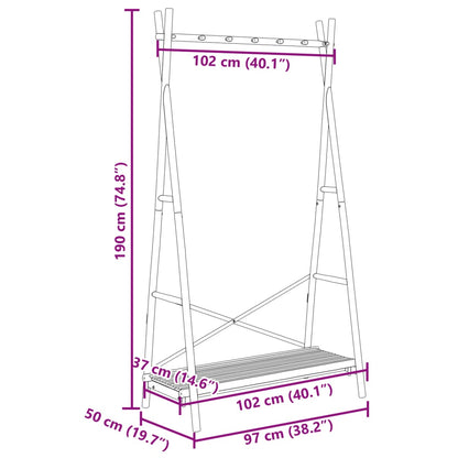 vidaXL Porte-vêtement avec étagère 102x50x190 cm bambou