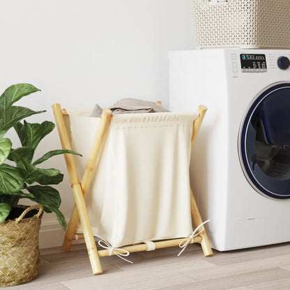 vidaXL Panier à linge blanc crème 45x55x63,5 cm bambou