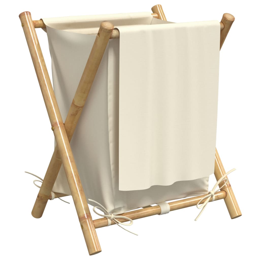 vidaXL Panier à linge blanc crème 45x55x63,5 cm bambou