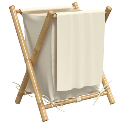 vidaXL Panier à linge blanc crème 45x55x63,5 cm bambou