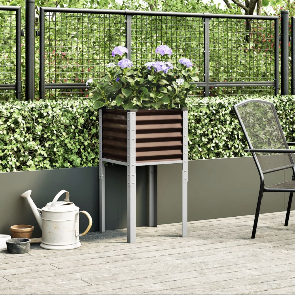 vidaXL Jardinière marron 45x45x88 cm acier