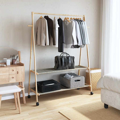 vidaXL Porte-vêtements et étagères roulettes 132x45,5x155,5cm bambou