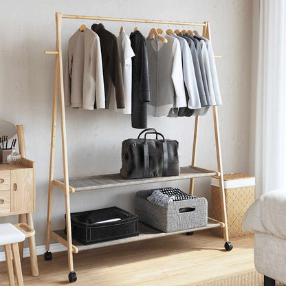 vidaXL Porte-vêtements et étagères roulettes 132x45,5x155,5cm bambou