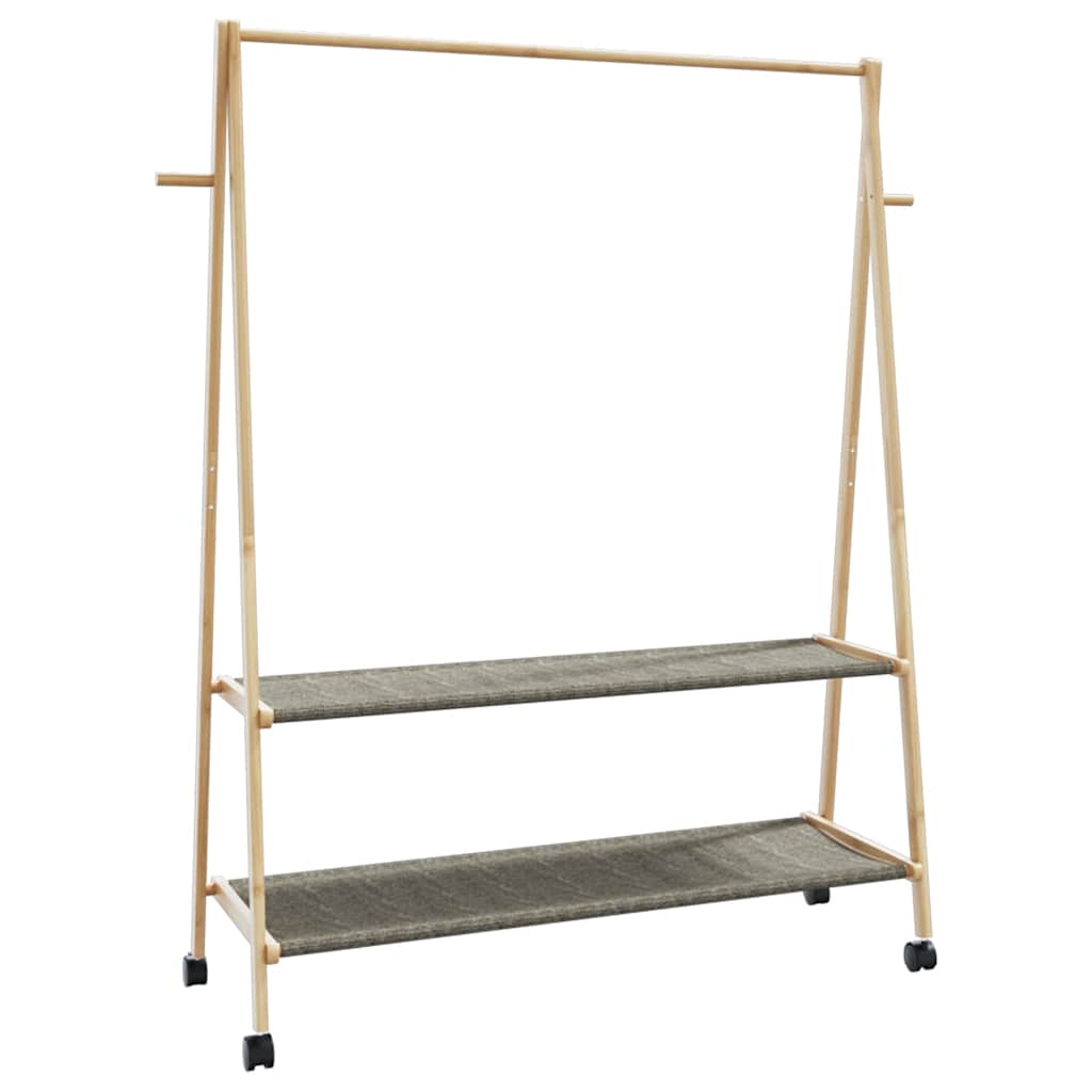 vidaXL Porte-vêtements et étagères roulettes 132x45,5x155,5cm bambou