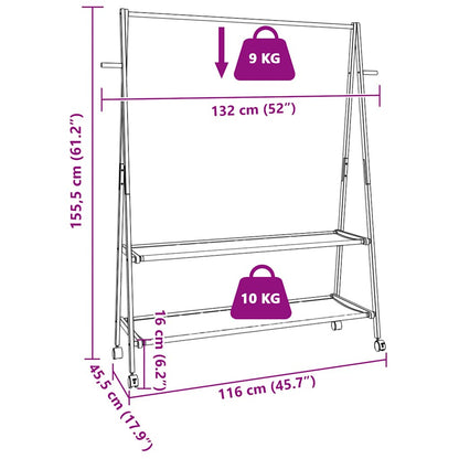vidaXL Porte-vêtements et étagères roulettes 132x45,5x155,5cm bambou