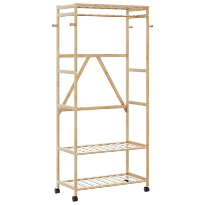 vidaXL Porte-vêtements et étagères et roulettes 90x40x179,5 cm bambou