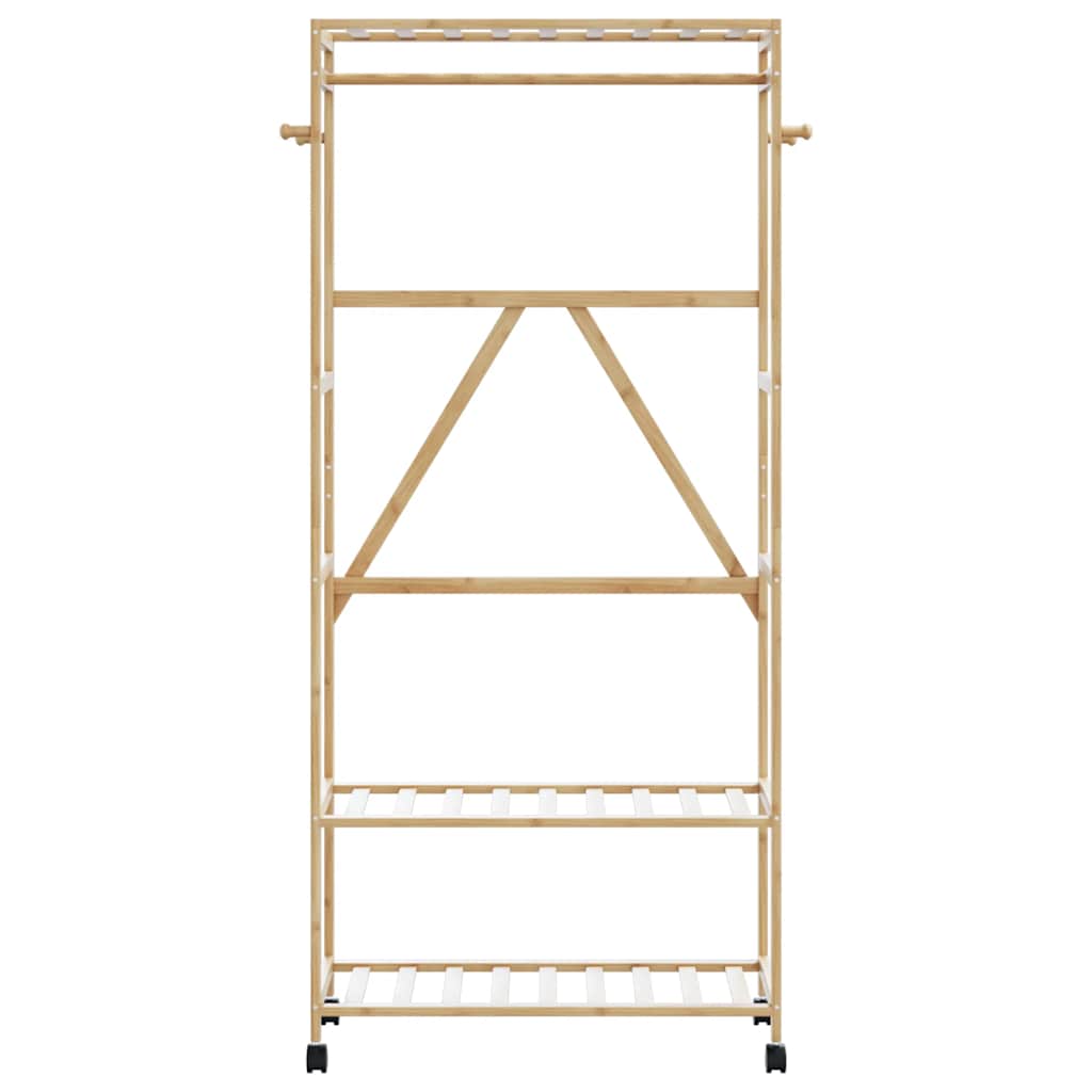 vidaXL Porte-vêtements et étagères et roulettes 90x40x179,5 cm bambou