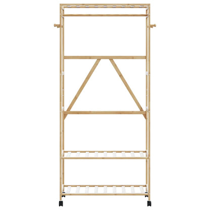 vidaXL Porte-vêtements et étagères et roulettes 90x40x179,5 cm bambou