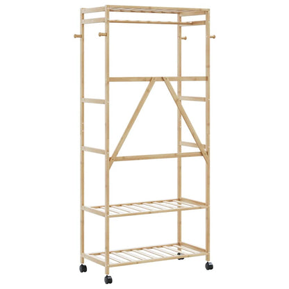 vidaXL Porte-vêtements et étagères et roulettes 90x40x179,5 cm bambou