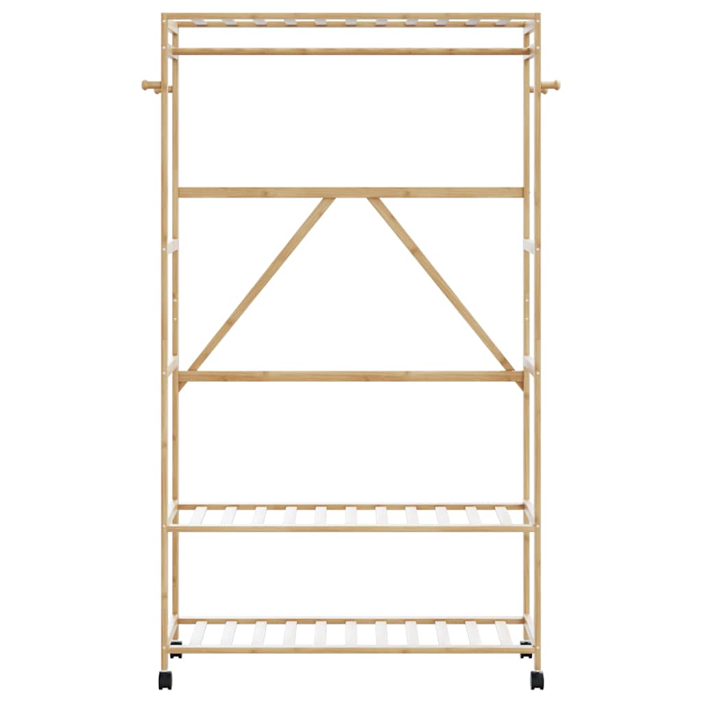 vidaXL Porte-vêtements et étagères et roulettes 110x40x180 cm bambou