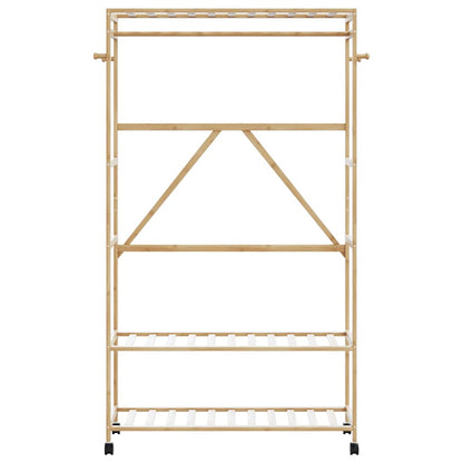 vidaXL Porte-vêtements et étagères et roulettes 110x40x180 cm bambou