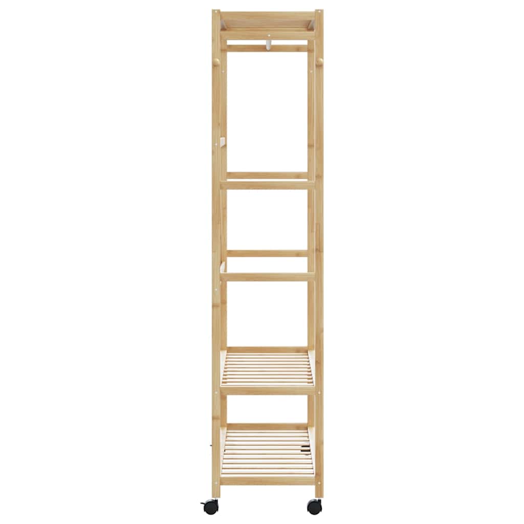 vidaXL Porte-vêtements et étagères et roulettes 110x40x180 cm bambou