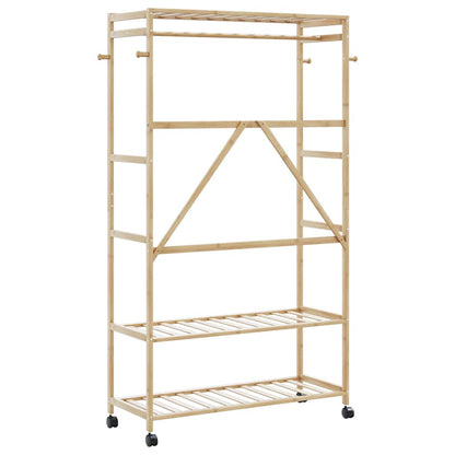 vidaXL Porte-vêtements et étagères et roulettes 110x40x180 cm bambou