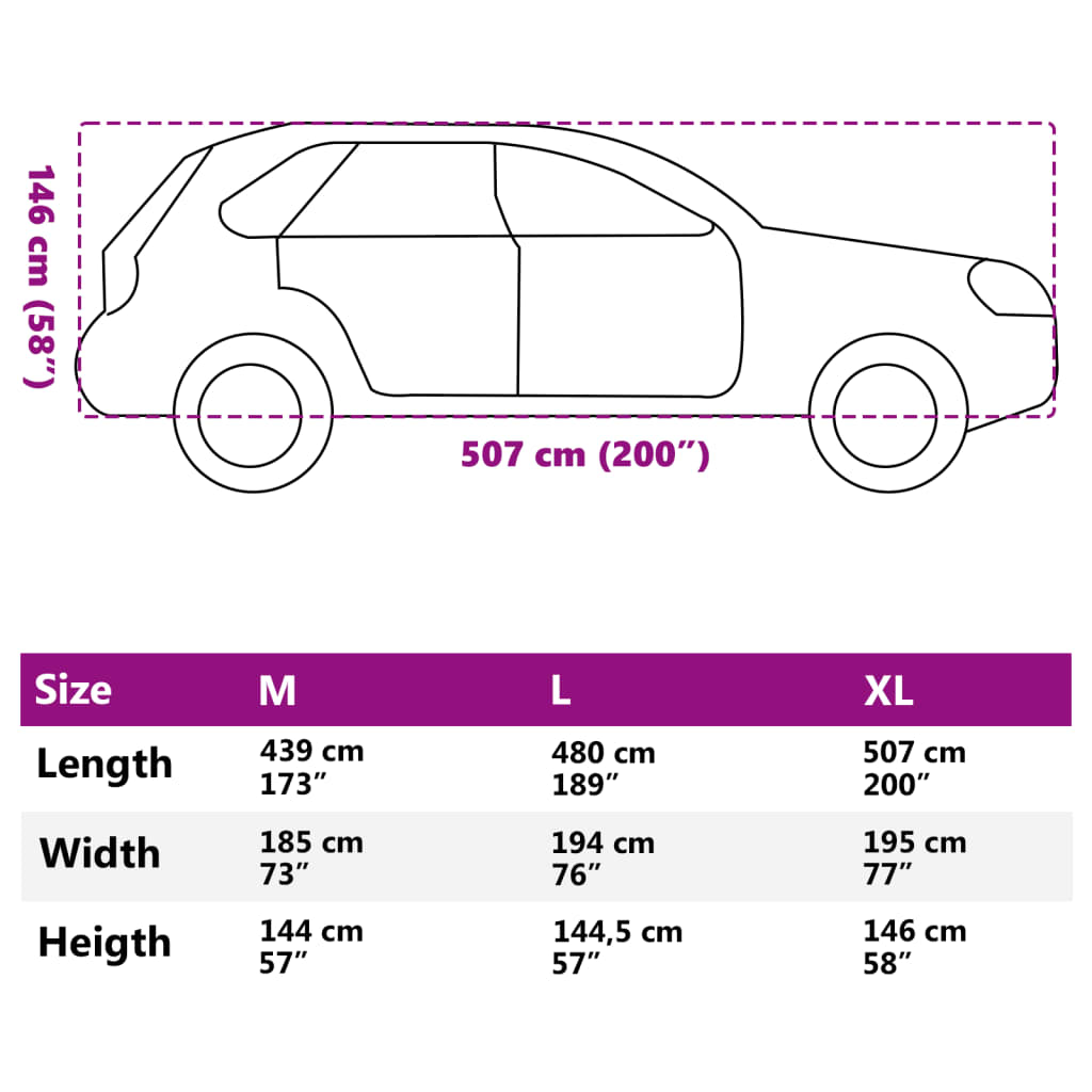 vidaXL Housse de voiture SUV avec sangles à boucle complète argenté XL