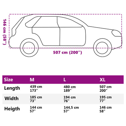 vidaXL Housse de voiture SUV avec sangles à boucle complète argenté XL