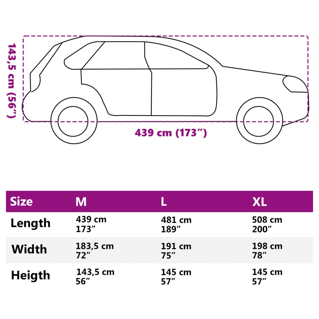 vidaXL Housse de voiture SUV complète gris M tissu non tissé