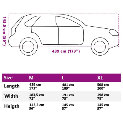 vidaXL Housse de voiture SUV complète gris M tissu non tissé