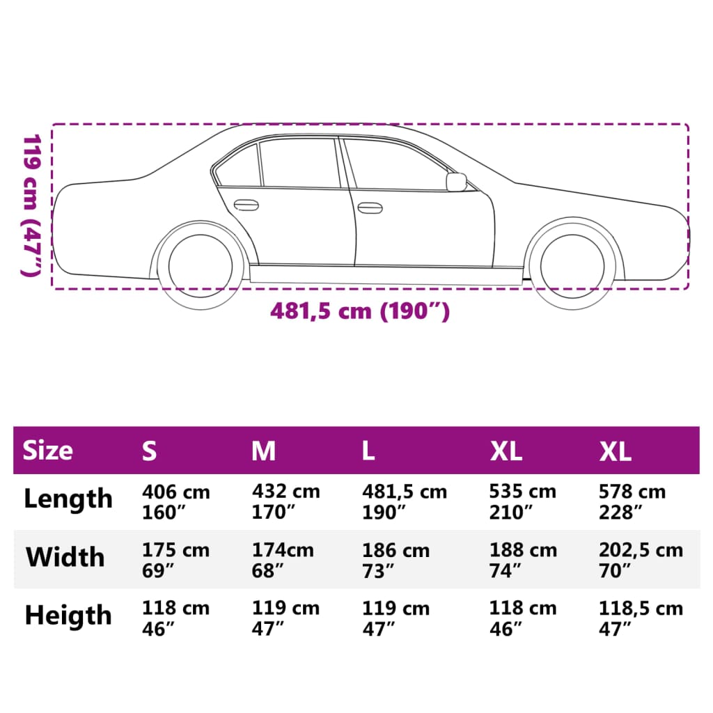 vidaXL Housse de voiture berline protection contre la grêle complète L