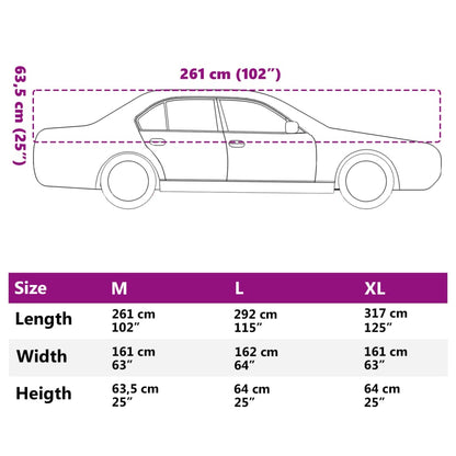 vidaXL Demi-housse de voiture avec crochets argenté M PEVA
