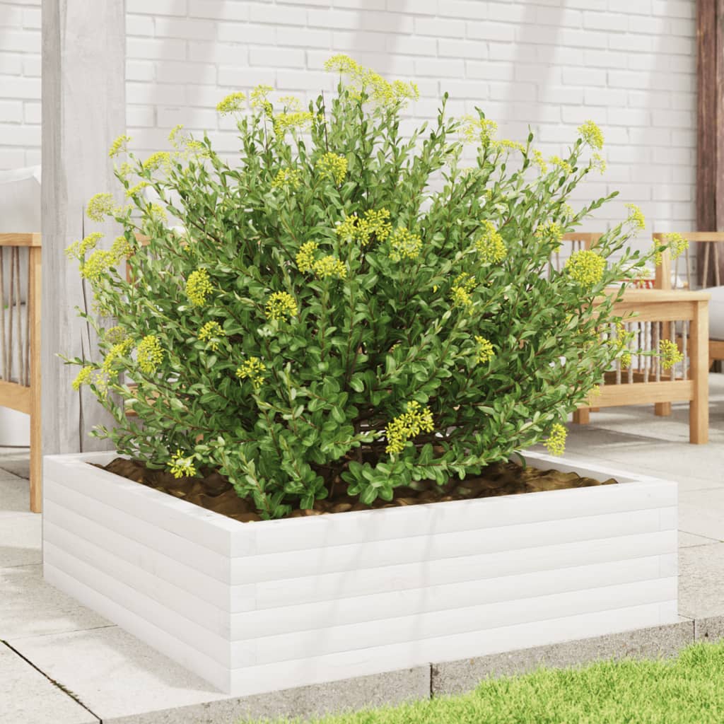 vidaXL Jardinière blanc 80x80x23 cm bois de pin massif