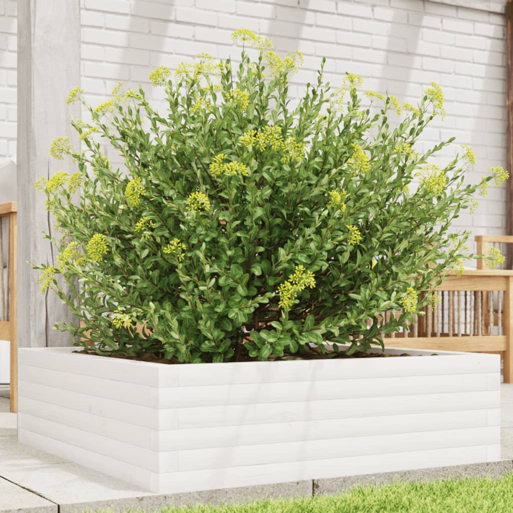 vidaXL Jardinière blanc 80x80x23 cm bois de pin massif