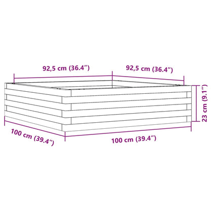 vidaXL Jardinière cire marron 100x100x23 cm bois de pin massif