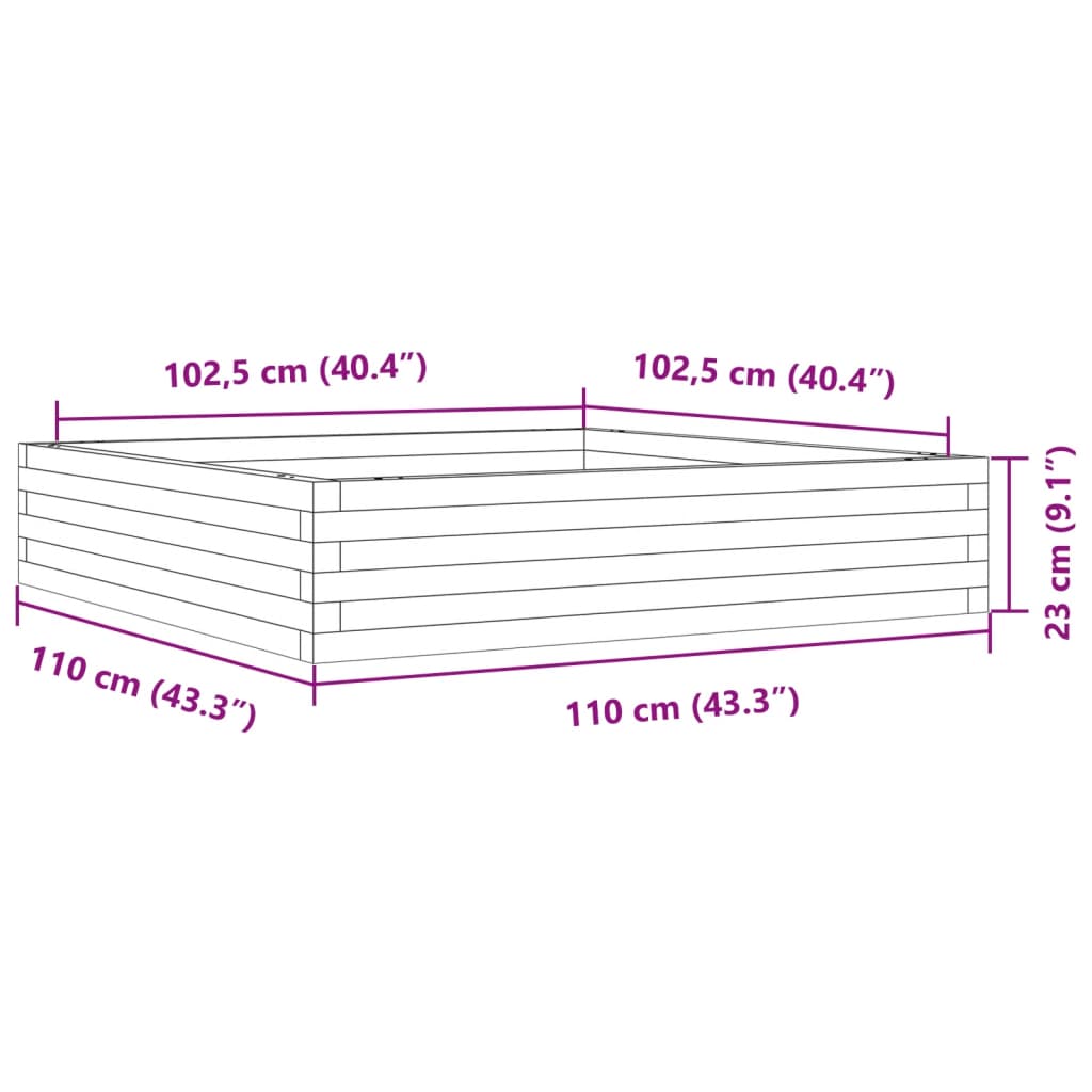 vidaXL Jardinière cire marron 110x110x23 cm bois de pin massif