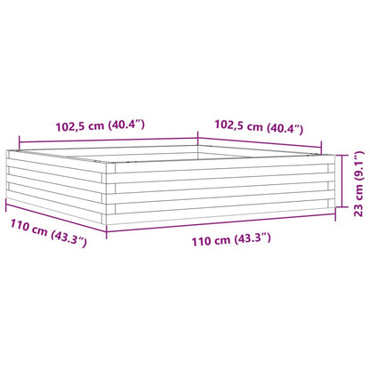 vidaXL Jardinière cire marron 110x110x23 cm bois de pin massif