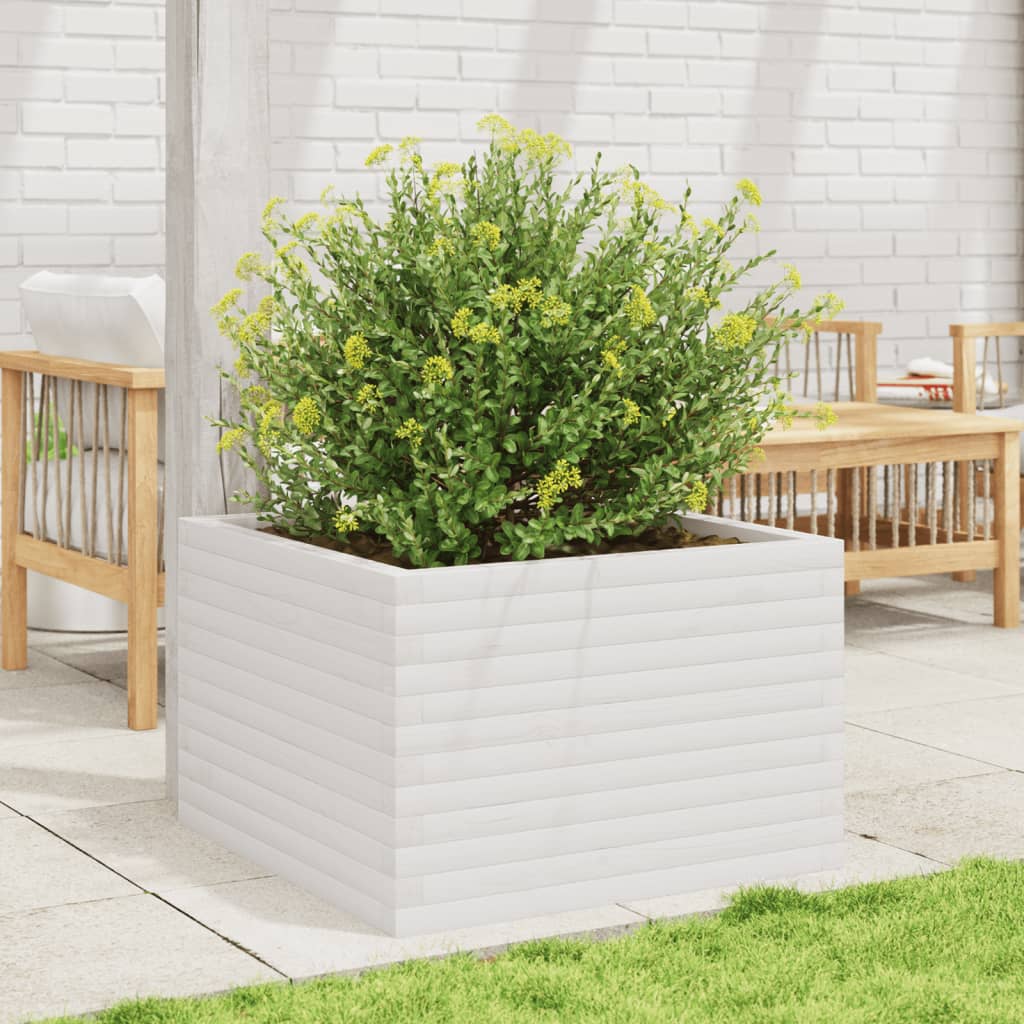 vidaXL Jardinière blanc 70x70x45,5 cm bois de pin massif