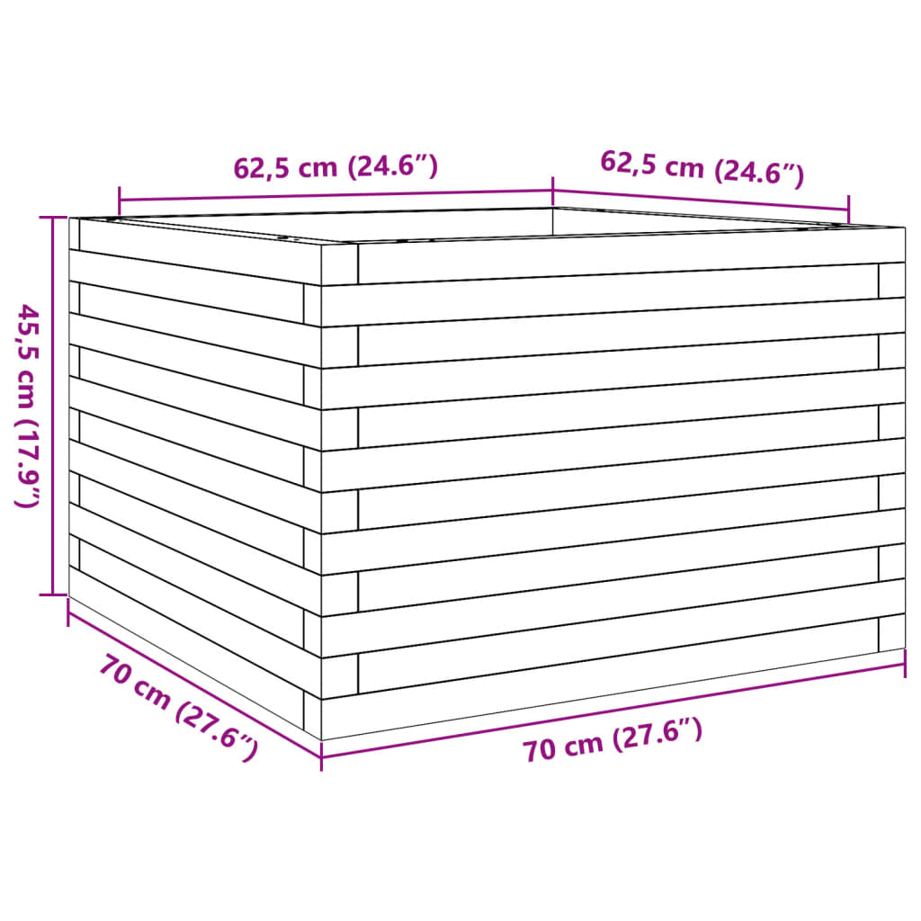 vidaXL Jardinière blanc 70x70x45,5 cm bois de pin massif