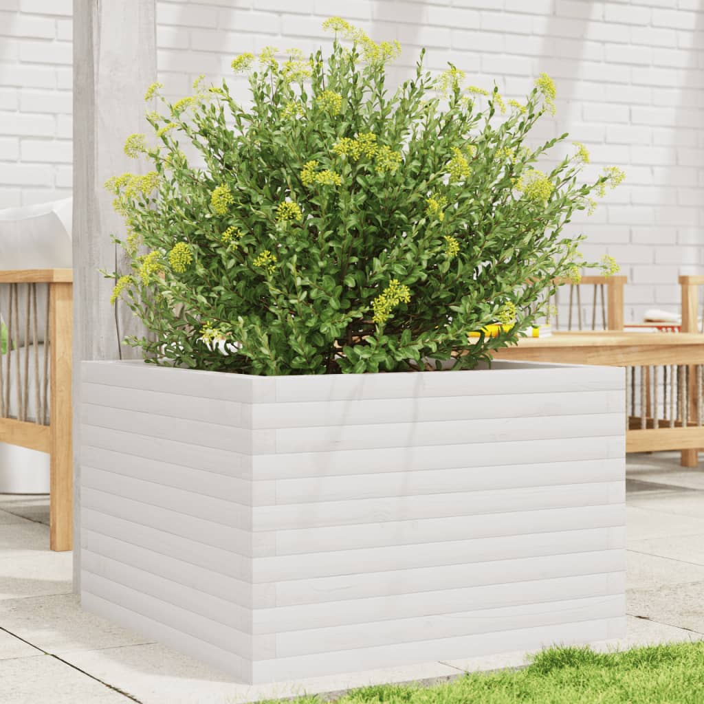 vidaXL Jardinière blanc 70x70x45,5 cm bois de pin massif