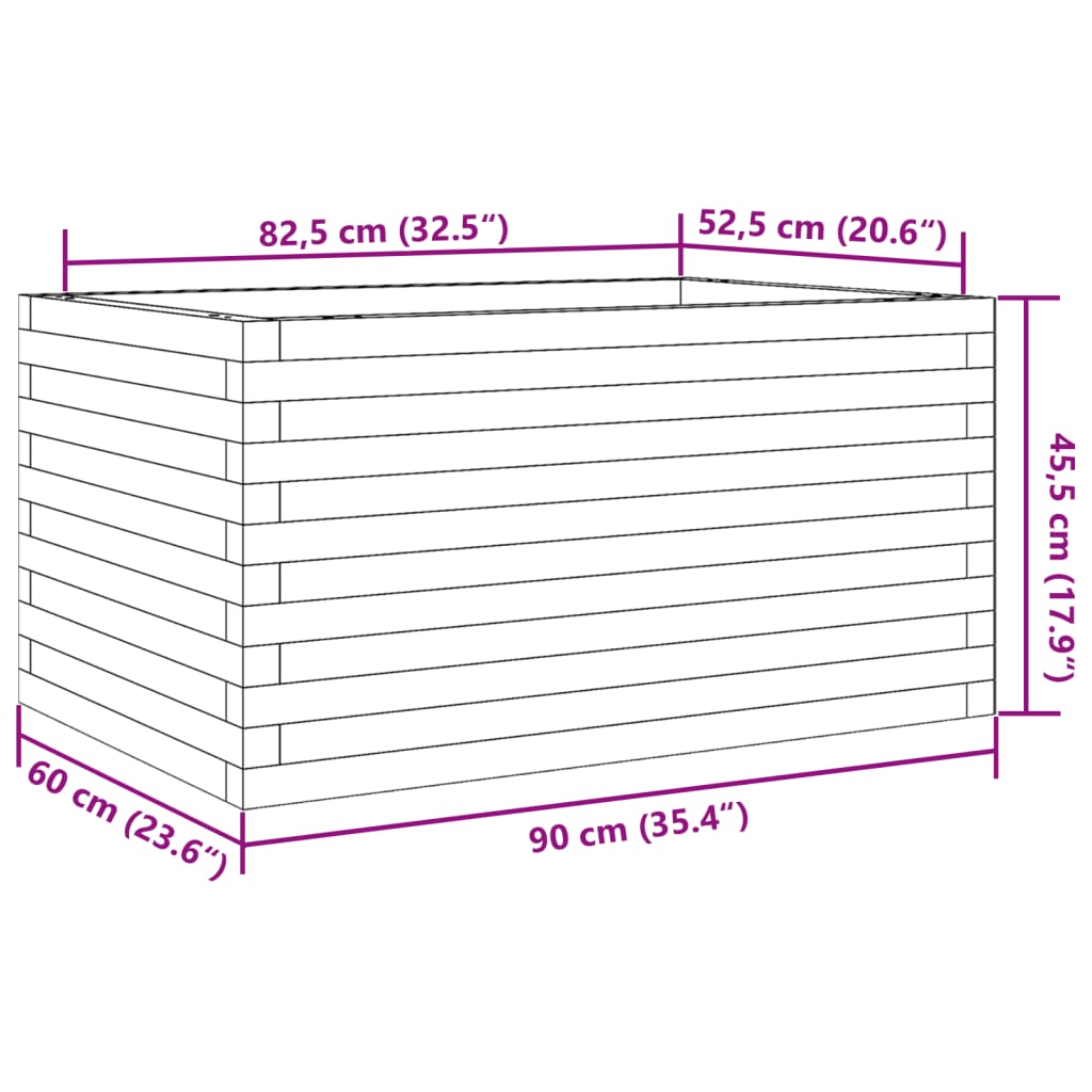 vidaXL Jardinière cire marron 90x60x45,5 cm bois de pin massif
