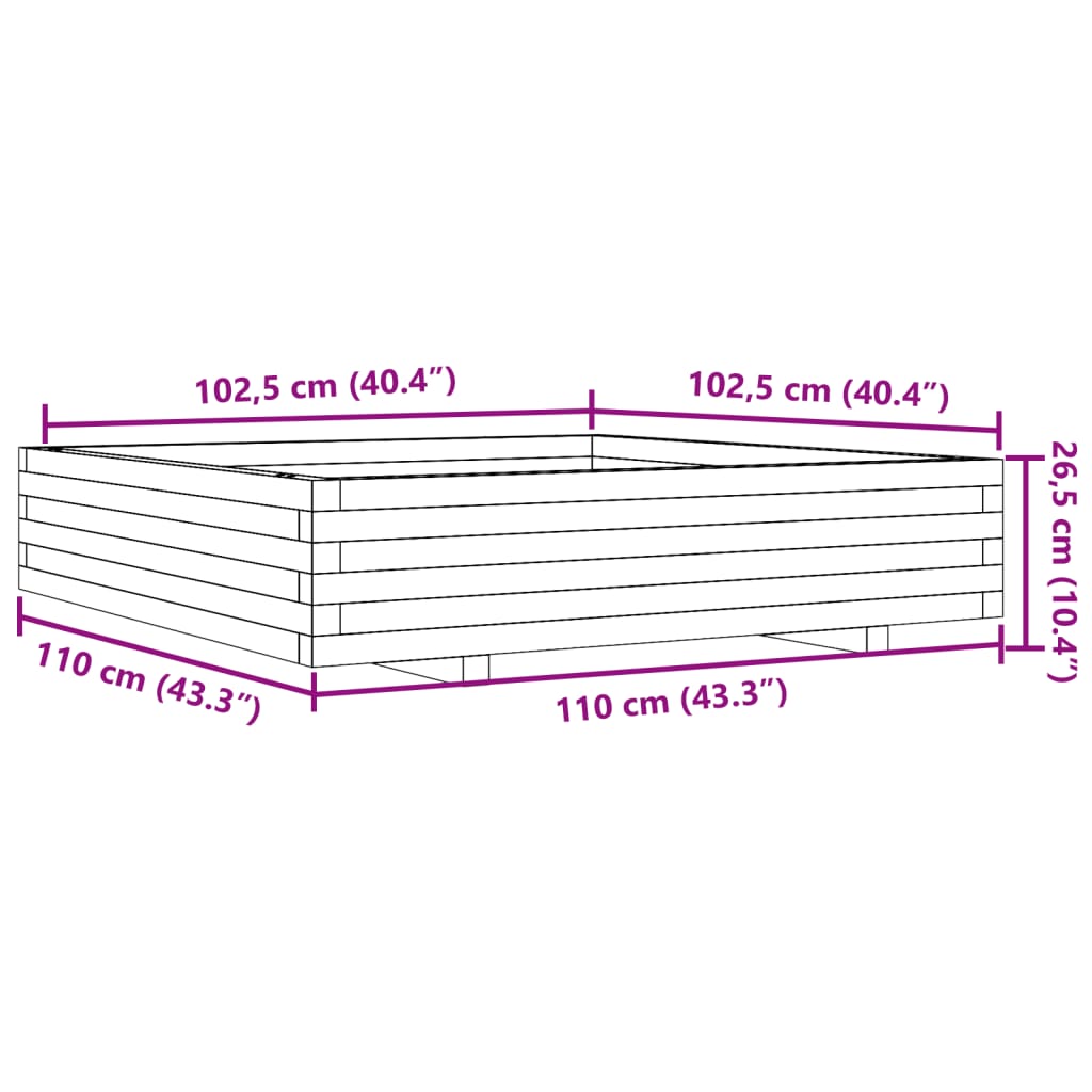 vidaXL Jardinière 110x110x26,5 cm bois de pin imprégné