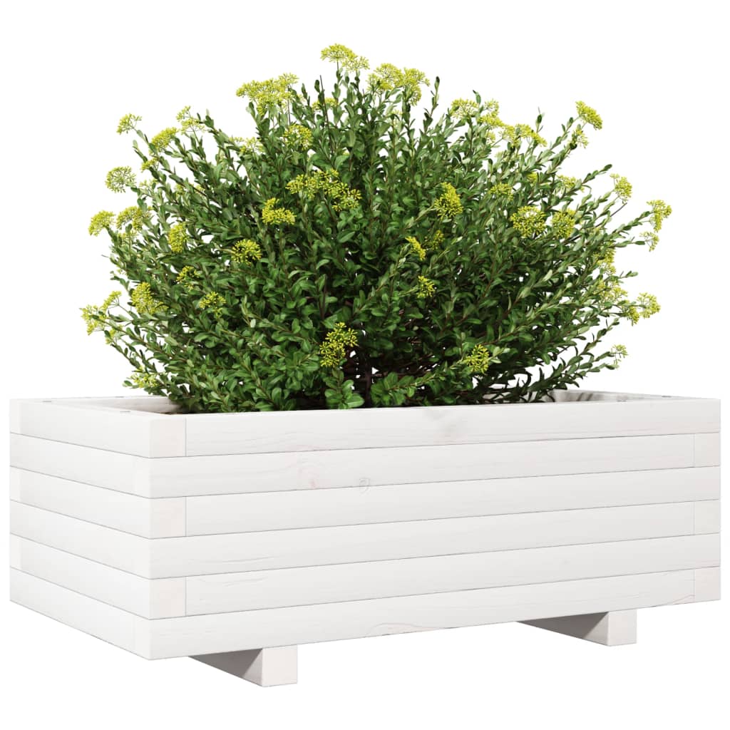 vidaXL Jardinière blanc 70x40x26,5 cm bois de pin massif