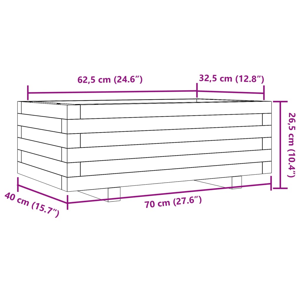 vidaXL Jardinière blanc 70x40x26,5 cm bois de pin massif