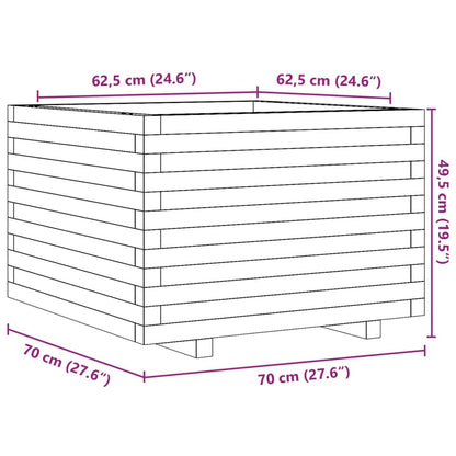 vidaXL Jardinière cire marron 70x70x49,5 cm bois de pin massif