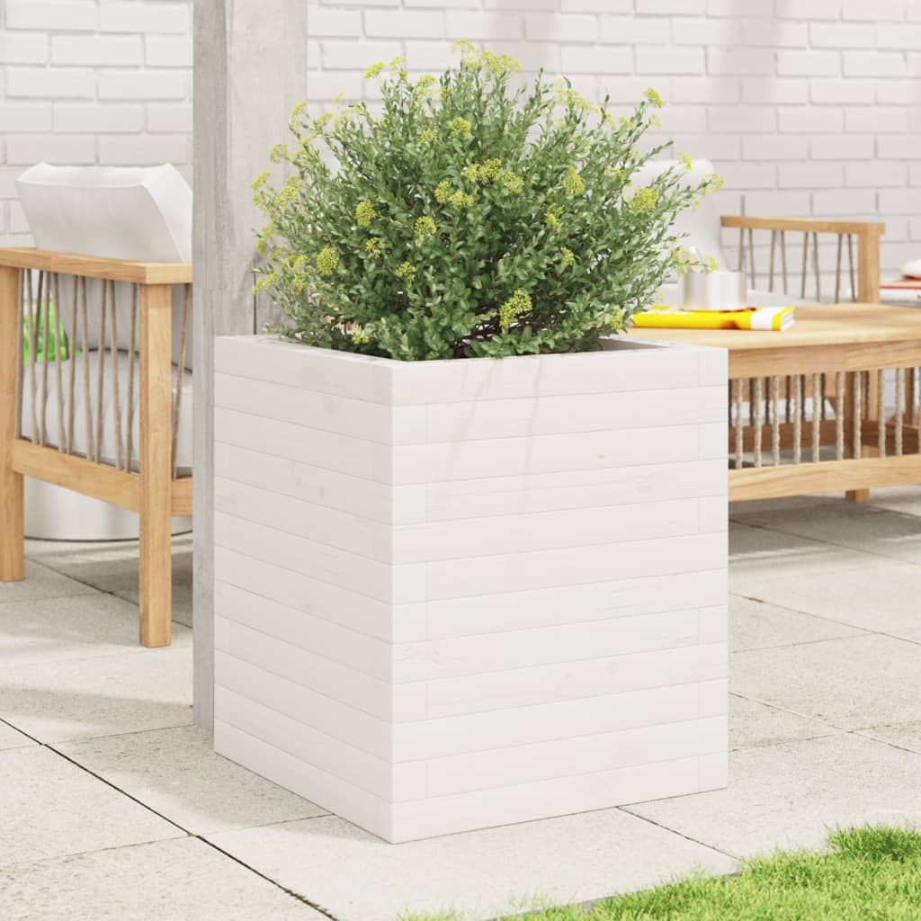 vidaXL Jardinière blanc 40x40x46 cm bois de pin massif