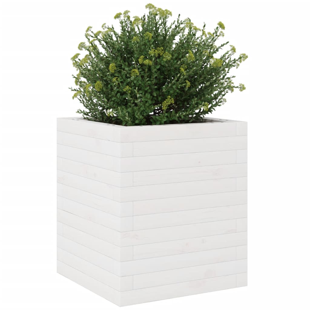 vidaXL Jardinière blanc 40x40x46 cm bois de pin massif