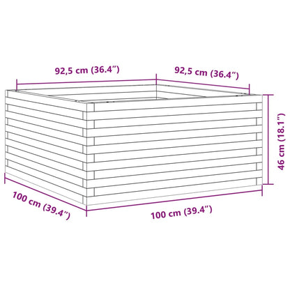 vidaXL Jardinière cire marron 100x100x46 cm bois de pin massif