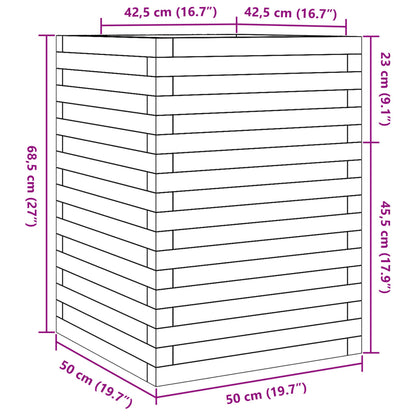 vidaXL Jardinière 50x50x68,5 cm bois de pin massif