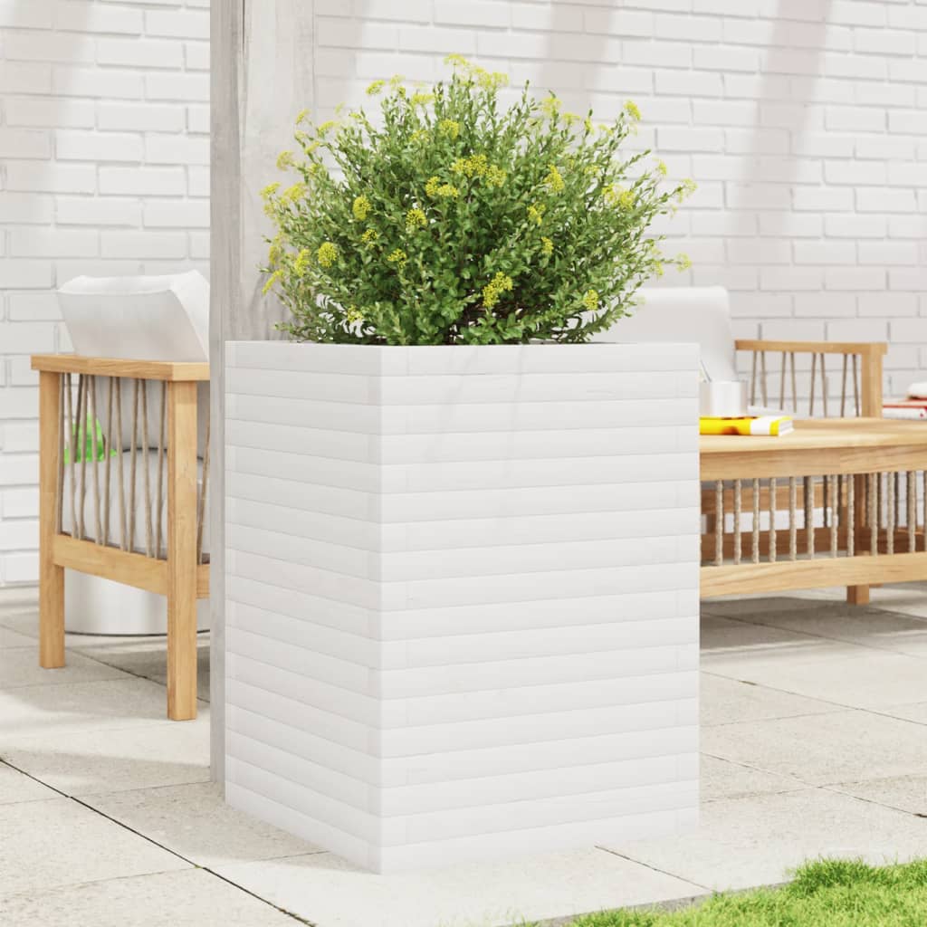 vidaXL Jardinière blanc 50x50x68,5 cm bois de pin massif