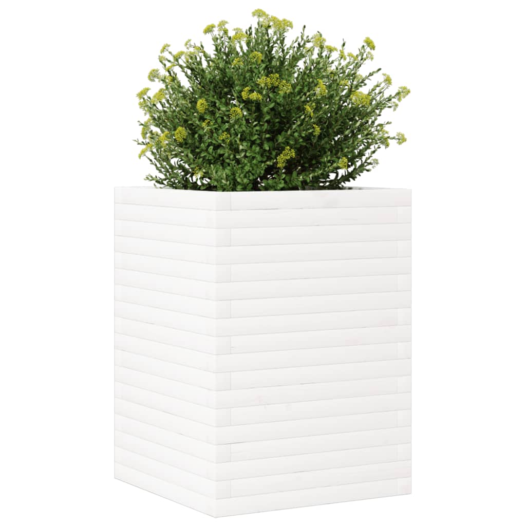 vidaXL Jardinière blanc 50x50x68,5 cm bois de pin massif