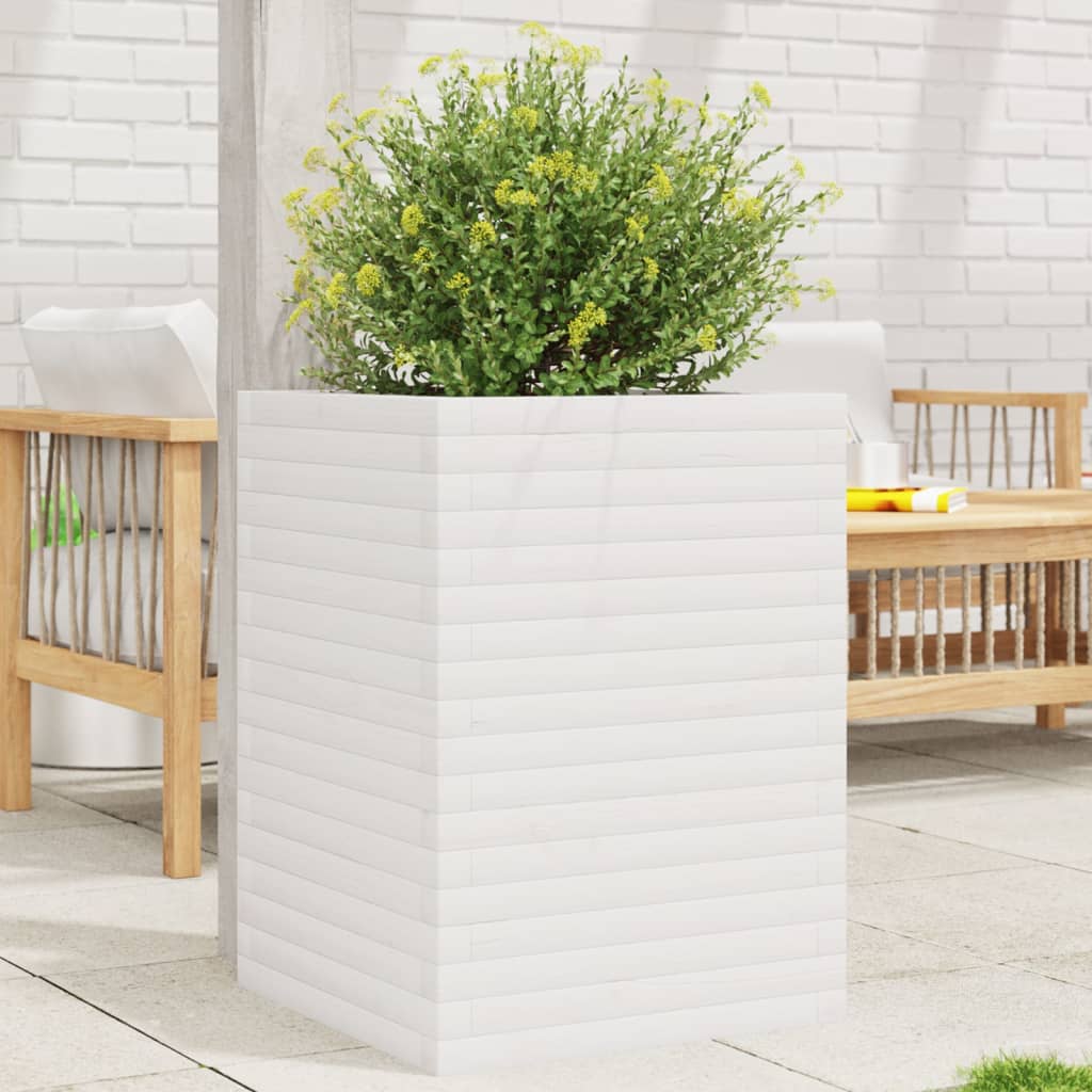 vidaXL Jardinière blanc 50x50x68,5 cm bois de pin massif