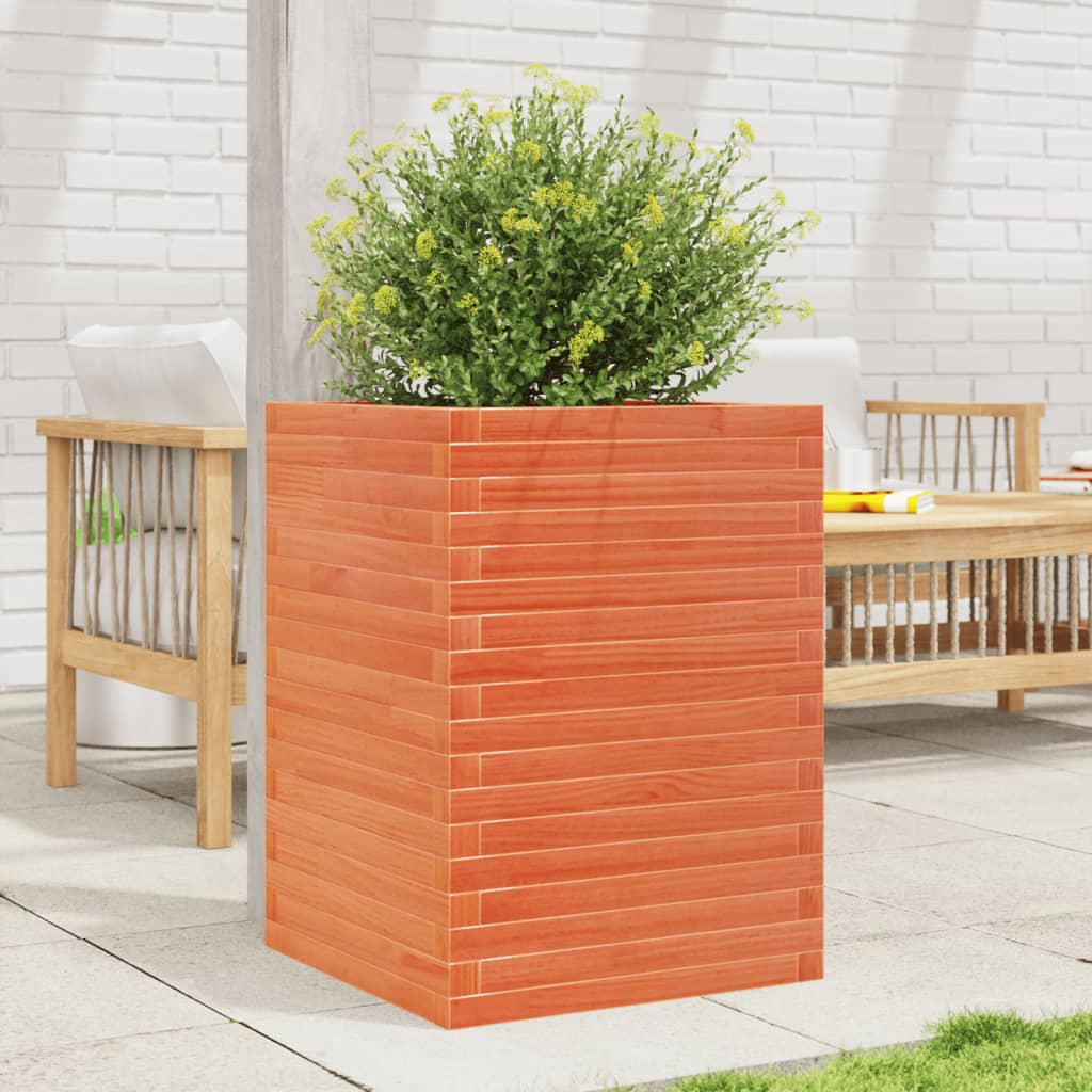 vidaXL Jardinière cire marron 50x50x68,5 cm bois de pin massif
