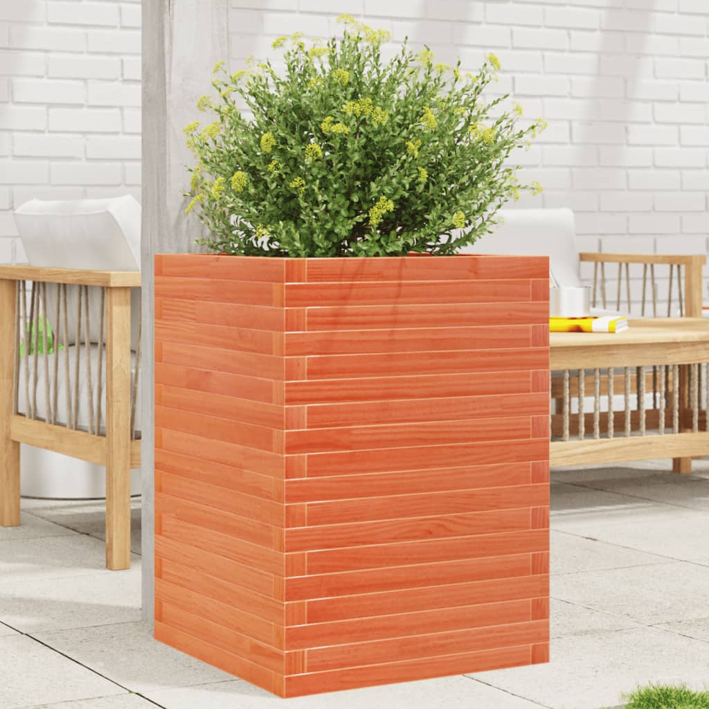 vidaXL Jardinière cire marron 50x50x68,5 cm bois de pin massif